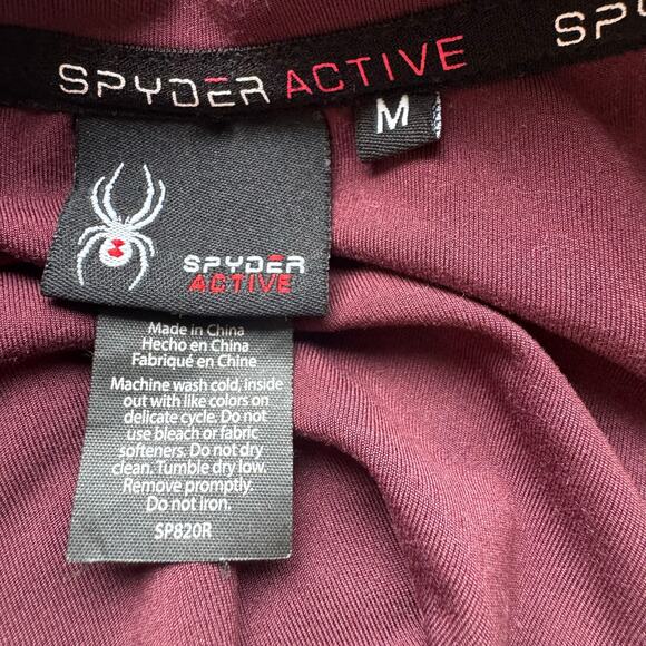 Spyder Active Burgundy Half Zip Pullover Medium Thumbholes & Pocket - Picture 4 of 4